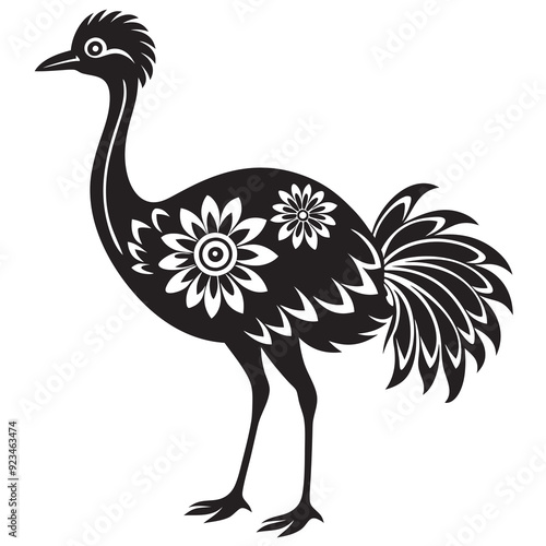 oral emu bird silhouette vector illustration on a white background