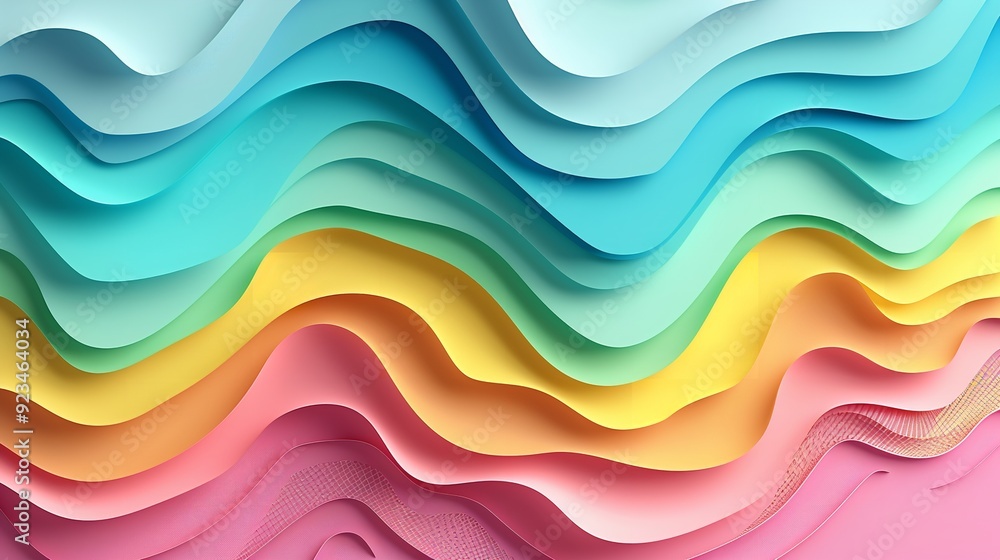 Fototapeta premium Abstract multicolored wave pattern made of paper. Ideal for backgrounds or creative design projects