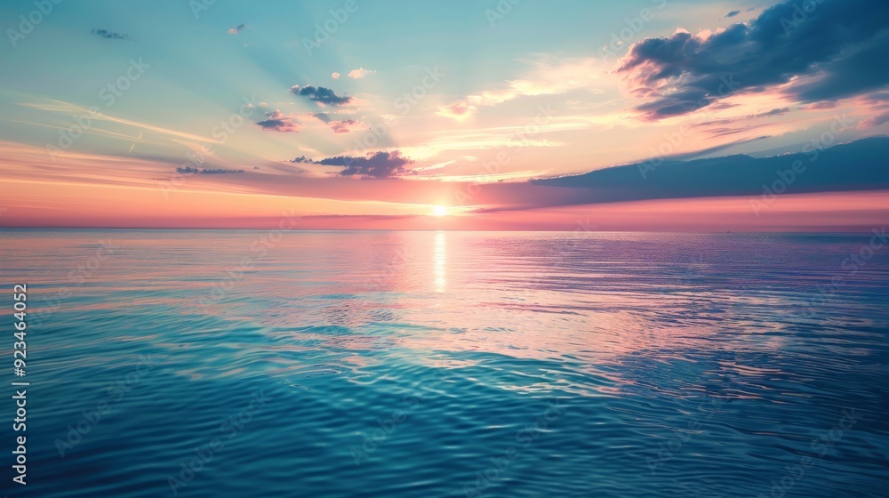 A stunning sunset over a calm ocean, capturing vibrant colors reflected on the water and sky, symbolizes peace, beauty, and the infinite calmness of nature at dusk. A stunning sunset over a calm ocean, capturing vibrant colors reflected on the water and sky, symbolizes peace, beauty, and the infinite calmness of nature at dusk.