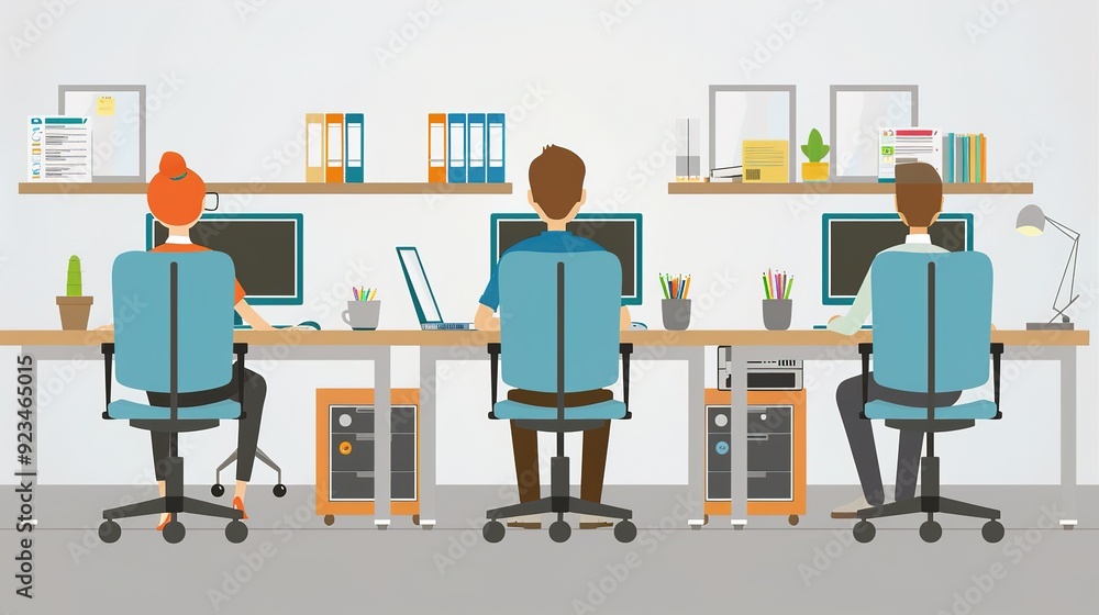 Collaborative Office Environment Showcases Colleagues Engaged in Intense Research and Dynamic Discussion for Their Next Project, Fostering Creativity and Teamwork.