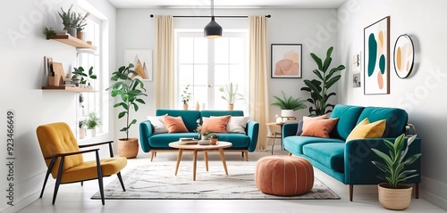 Wallpaper Mural Modern home office in the living room, Convenient, comfortable, nice place to work, Remote work from home, Minimal interior décor design background. Torontodigital.ca