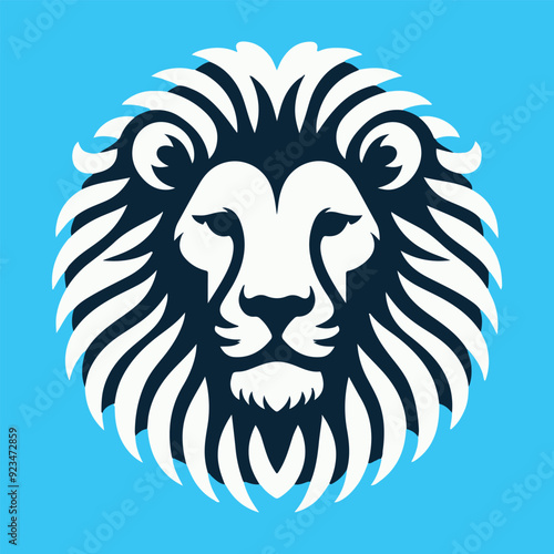 The patriotic Lion Head Logo in black silhouette vector art and illustration.