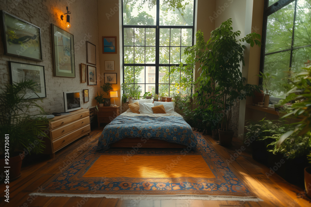 Fototapeta premium Tranquil Retreat : A Bedroom Sanctuary, generative AI