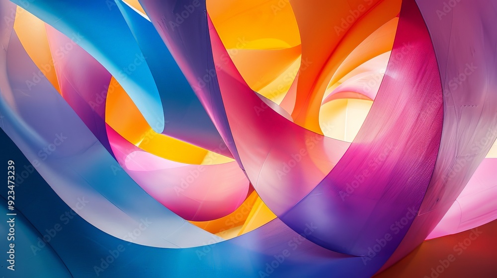 Vibrant colorful twisted shapes intertwine to create dynamic abstract art, featuring hues of blue, pink, and yellow, expressing creativity and energy. Vibrant colorful twisted shapes intertwine to create dynamic abstract art, featuring hues of blue, pink, and yellow, expressing creativity and energy.