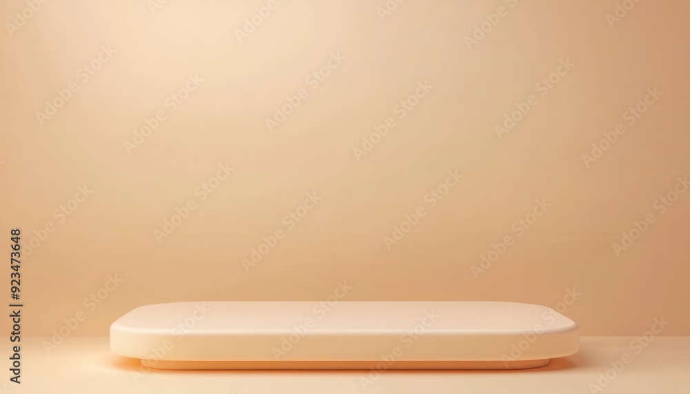 Minimalist display platform in soft beige hue against a neutral background Minimalist display platform in soft beige hue against a neutral background