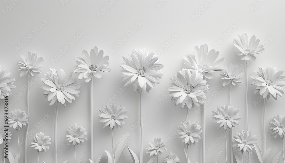 White flowers arranged in a minimalist style against a light background White flowers arranged in a minimalist style against a light background