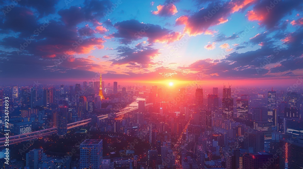 Obraz premium Tokyo Skyline at Sunset