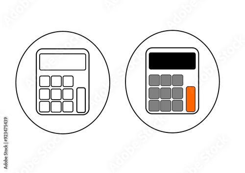 Collection of modern calculator icons. Six calculator icons, color icons, vector icons
