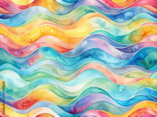 Vibrant abstract watercolor background featuring flowing water design with soft blended colors and organic shapes, creating a seamless and calming visual pattern.