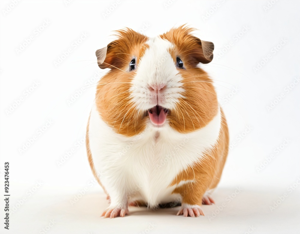 funny guinea pig smiling on white background. Ai generated image. funny guinea pig smiling on white background. Ai generated image.