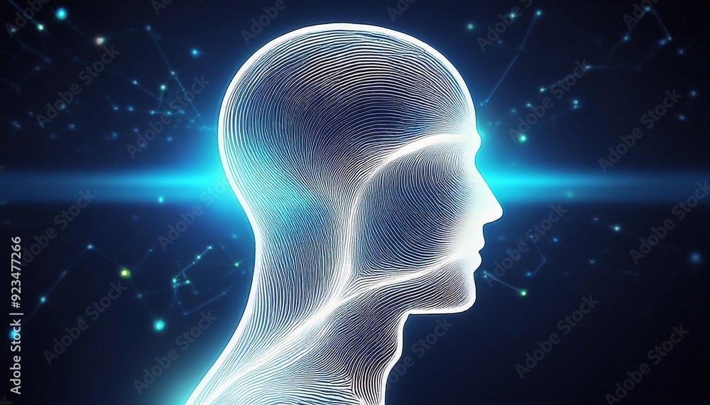 Abstract Human Head Silhouette with Glowing Lines. Abstract Human Head Silhouette with Glowing Lines.