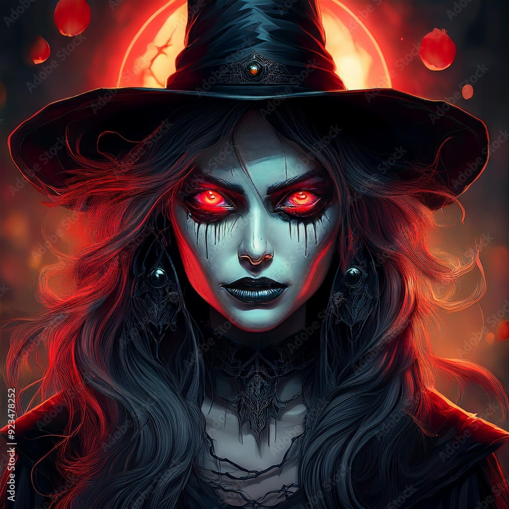 Witch With Red Eyes, Halloween theme Witch With Red Eyes, Halloween theme