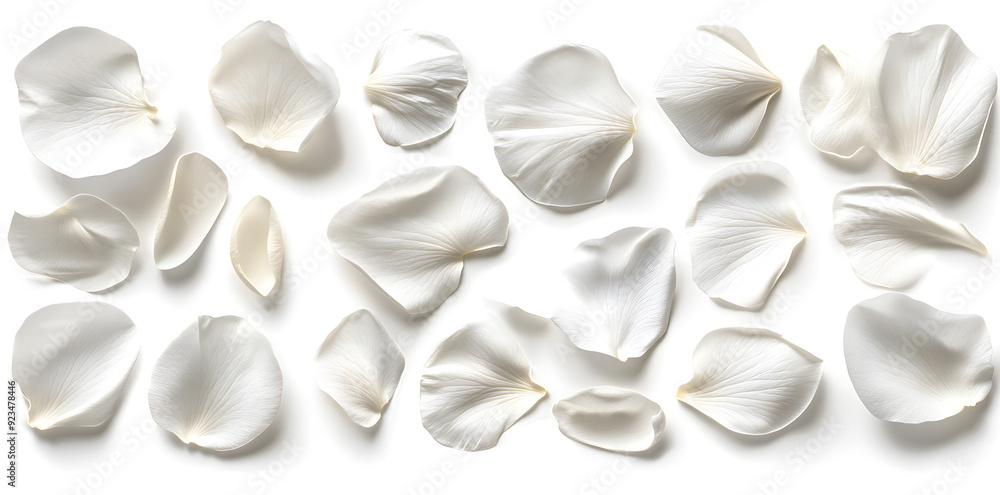 Collection of white flower petals isolated on a white background Collection of white flower petals isolated on a white background