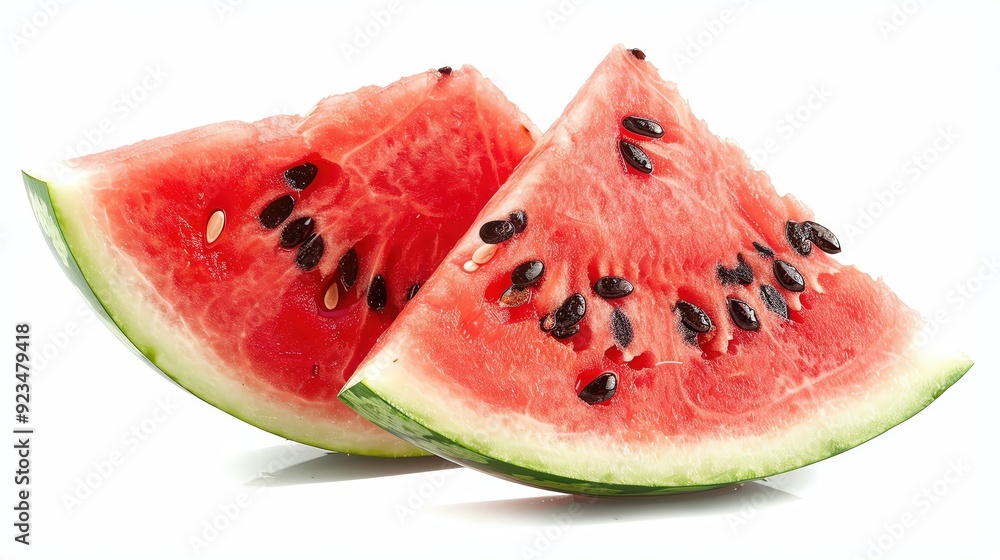 Watermelon wedge, single object, Di-cut PNG style, isolated white background Watermelon wedge, single object, Di-cut PNG style, isolated white background