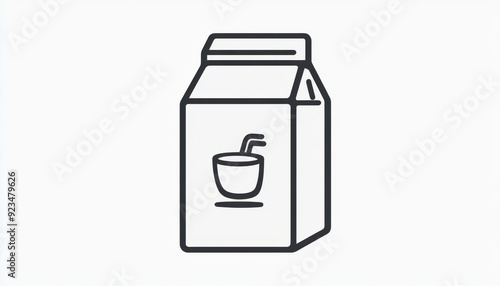 Minimalist illustration of a beverage carton with a straw on a white background