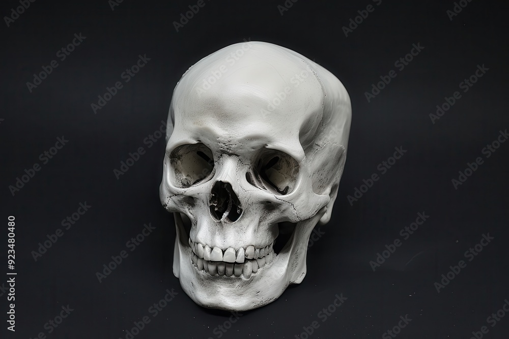 Obraz premium Skull On Black. Creepy White Skull Isolated on Black Background