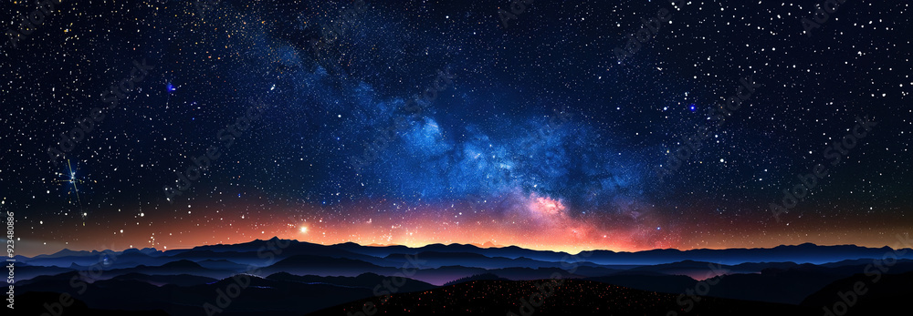 Celestial Serenity - Detailed Starry Night Sky Illustration with Milky Way and Constellations Celestial Serenity - Detailed Starry Night Sky Illustration with Milky Way and Constellations