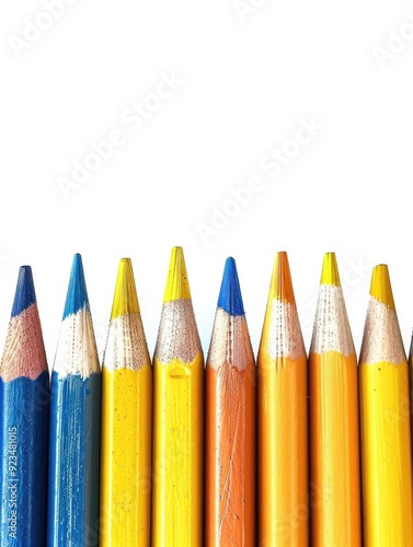 Wallpaper Mural Pencils In A Row. Yellow Crayons in Neat Row on White Background Torontodigital.ca