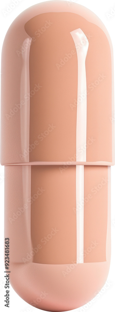 A close-up of a single pink capsule pill. A close-up of a single pink capsule pill.