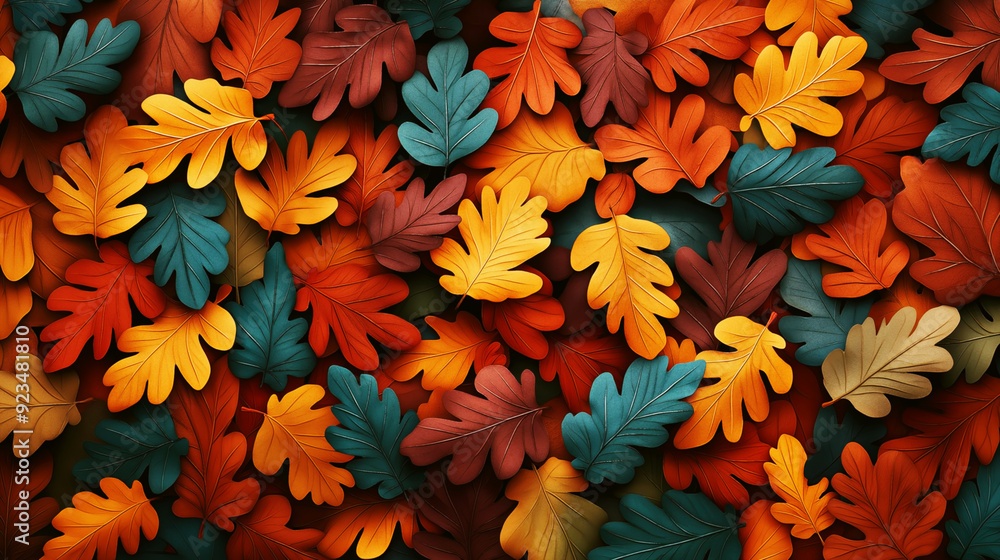 Colorful autumn leaves in various shades of red, orange, yellow, and green overlapping on a flat surface. Colorful autumn leaves in various shades of red, orange, yellow, and green overlapping on a flat surface.