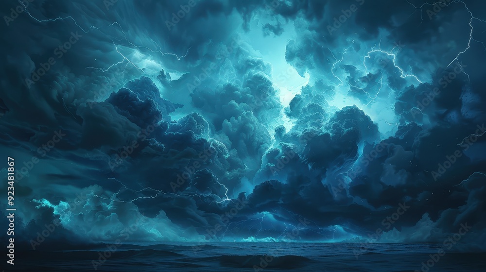 Capture the raw energy of a stormy sky with dark clouds and occasional bursts of lightning, emphasizing the power and intensity of nature Capture the raw energy of a stormy sky with dark clouds and occasional bursts of lightning, emphasizing the power and intensity of nature