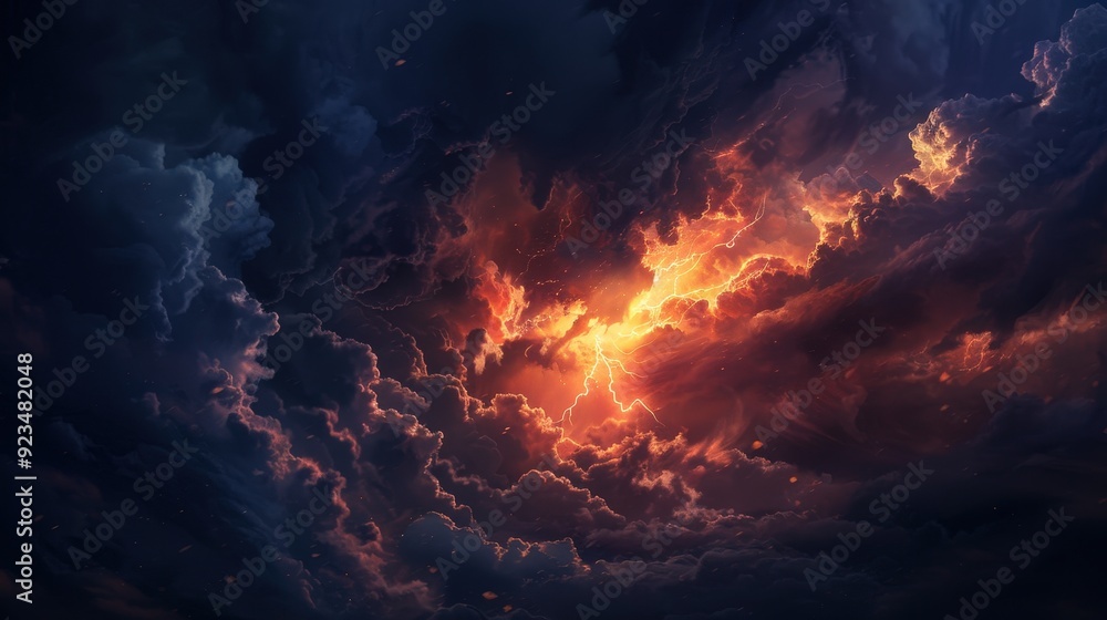 Capture the raw energy of a stormy sky with dark clouds and occasional bursts of lightning, emphasizing the power and intensity of nature Capture the raw energy of a stormy sky with dark clouds and occasional bursts of lightning, emphasizing the power and intensity of nature