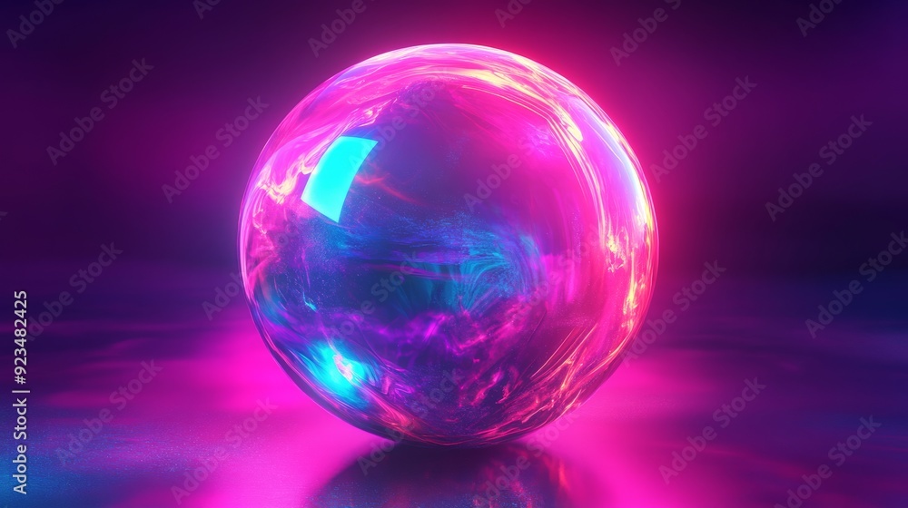 Glowing Sphere in Neon Light Glowing Sphere in Neon Light