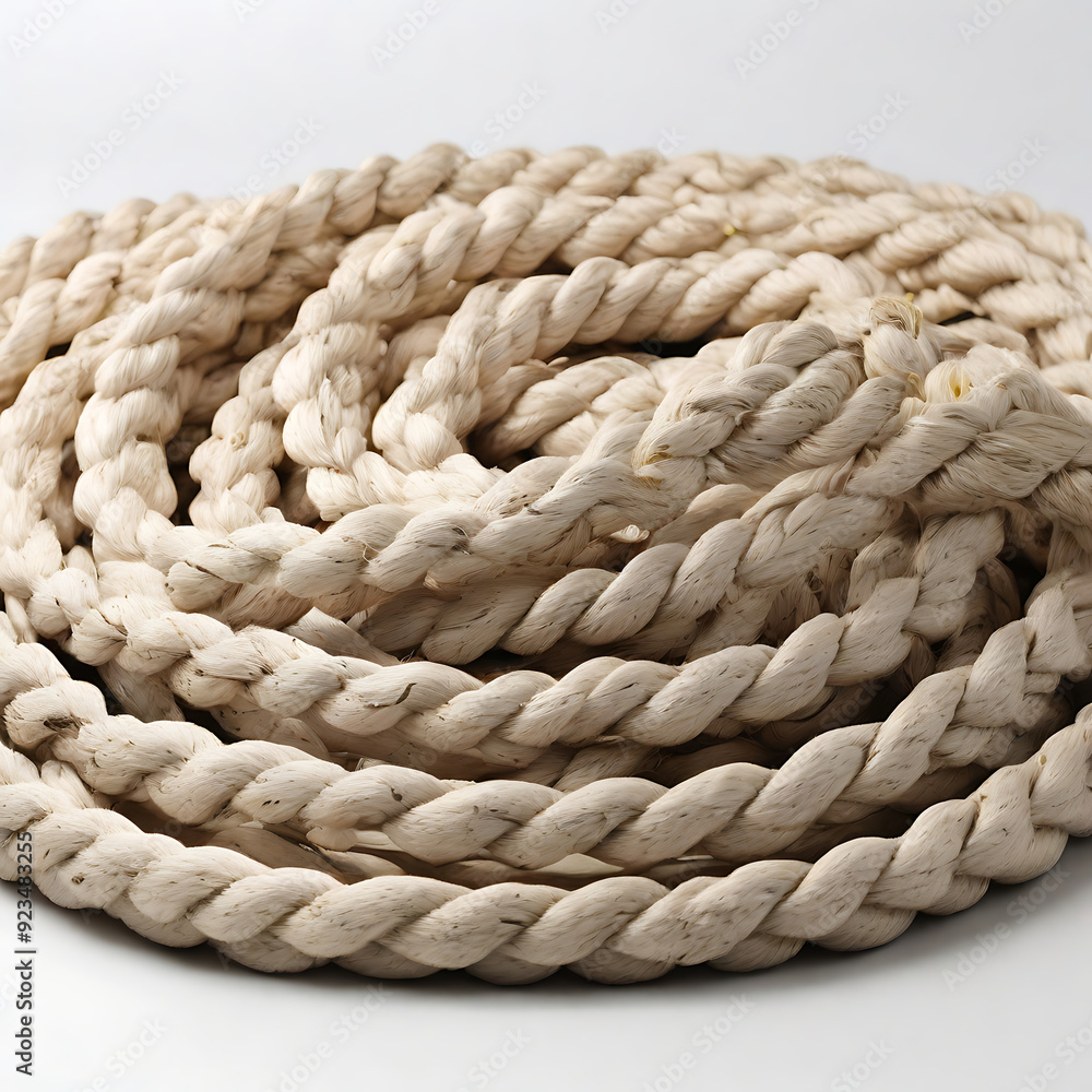 Round Curled Rope With White Background generative AI Round Curled Rope With White Background generative AI