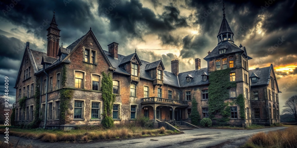 Obraz premium haunting mysterious abandoned asylum horror samsat spooky dark eerie