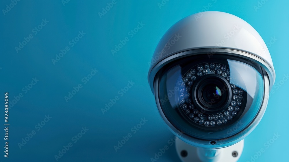 A security camera with a sleek design, intended for surveillance purposes. A security camera with a sleek design, intended for surveillance purposes.