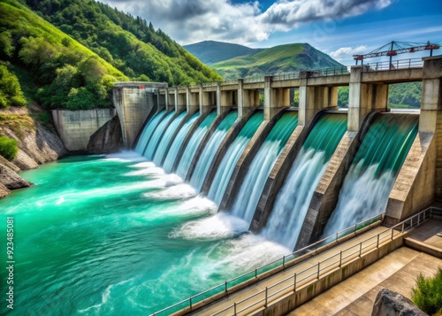 Wallpaper Mural Hydroelectric Cascade: Flowing, watery textures, turquoise and silver accents Torontodigital.ca