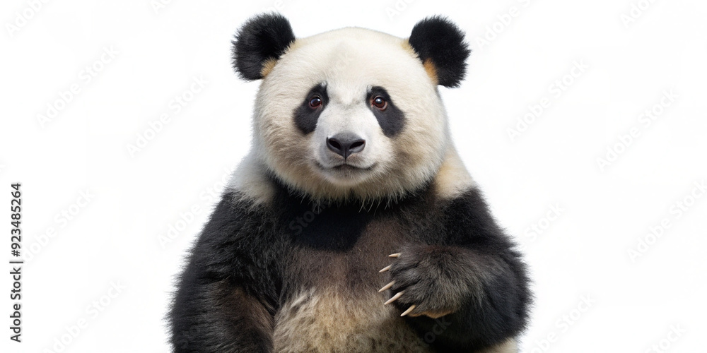 Fototapeta premium Panda bear in a tree, bamboo bear, in the forest, sitting isolated on white, transparent background png
