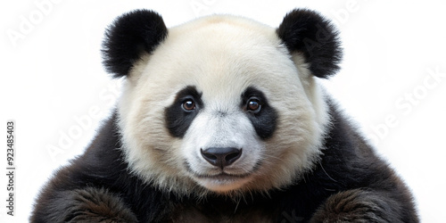 Panda bear in a tree, bamboo bear, in the forest, sitting isolated on white, transparent background png