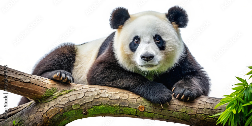 Fototapeta premium panda in a tree on a white background