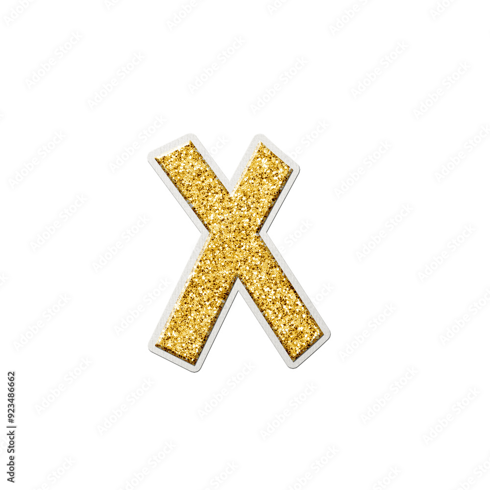 Obraz premium Golden classic Latin letter X. Bright scrapbook tag isolated