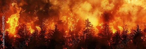 Forest On Fire. Devastating Nature's Tragedy of Forest Destruction