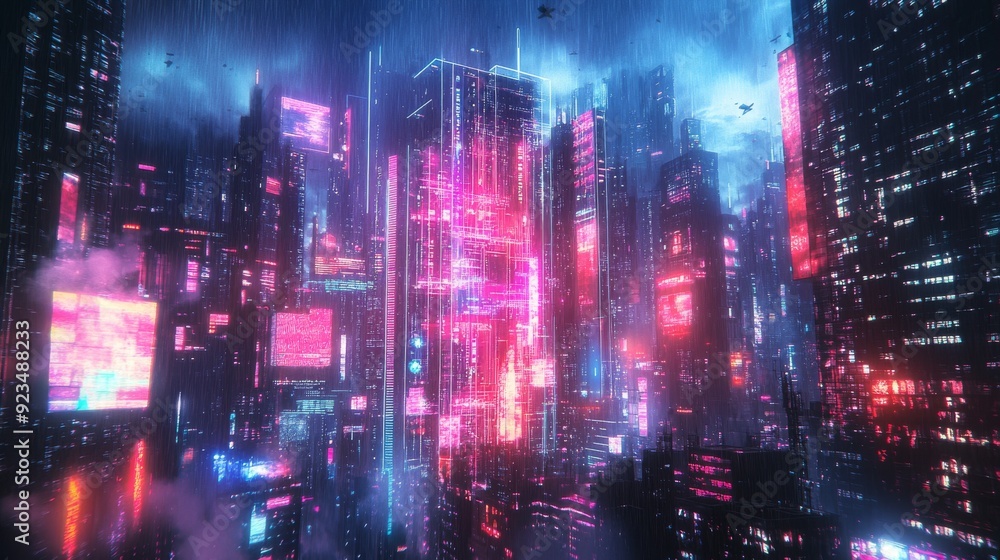 Cyberpunk Cityscape in the Rain Cyberpunk Cityscape in the Rain