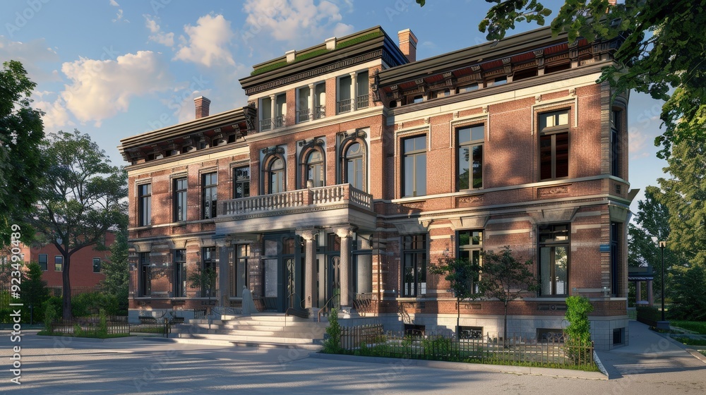 Obraz premium Create a 3D rendering of a historic building