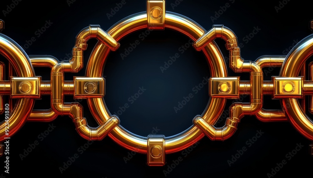 Golden Pipes Interlocking in a Circular Pattern Golden Pipes Interlocking in a Circular Pattern