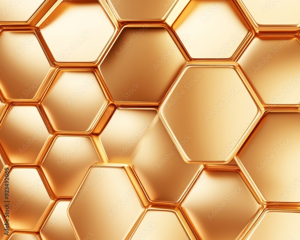 Radiant gold honeycomb pattern, glossy hexagons, smooth metallic finish, abstract warm-toned background, immersive and elegant Radiant gold honeycomb pattern, glossy hexagons, smooth metallic finish, abstract warm-toned background, immersive and elegant