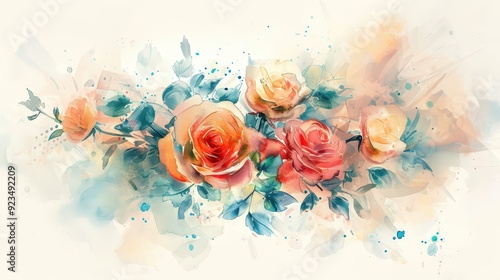 Create a bouquet icon with a watercolor effect, blending soft colors and delicate brush strokes.