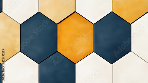 Retro hexagon pattern, muted vintage colors, old-school feel photo