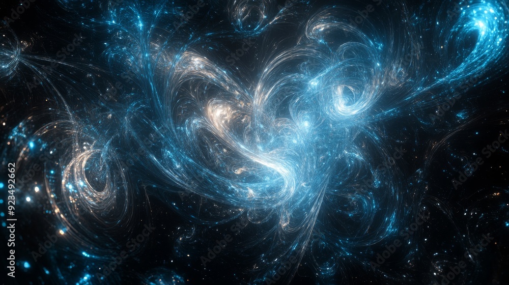 Fototapeta premium Abstract Blue and White Swirling Nebula