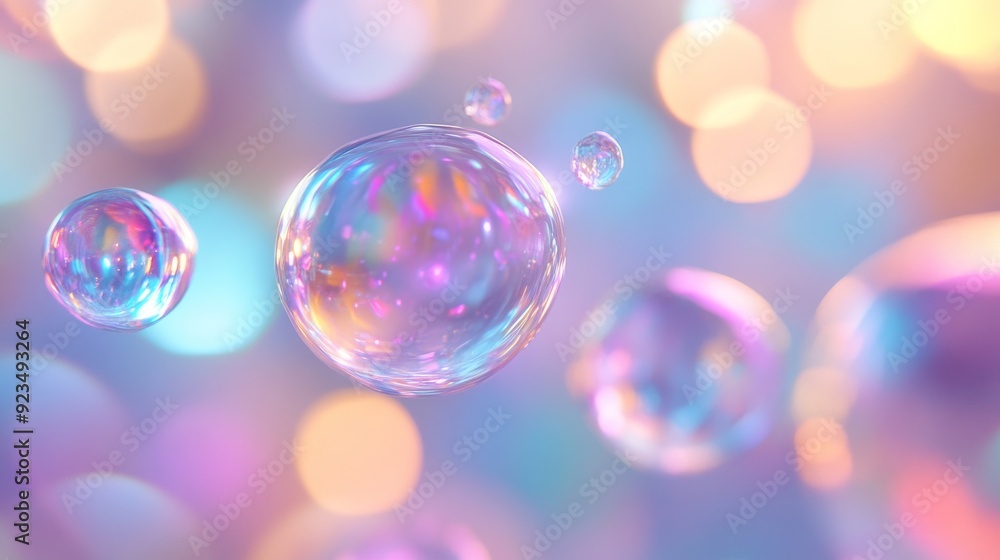 Abstract iridescent bubbles with colorful lights Abstract iridescent bubbles with colorful lights
