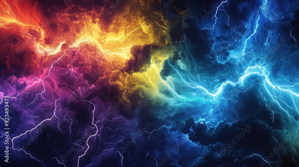 Stunning Lightning Bolt Visualization: Vivid Colors Dance in a Deep Blue and Black Sky – Perfect as a Powerful Sports Interior Poster to Ignite Energy and Passion! Stunning Lightning Bolt Visualization: Vivid Colors Dance in a Deep Blue and Black Sky – Perfect as a Powerful Sports Interior Poster to Ignite Energy and Passion!