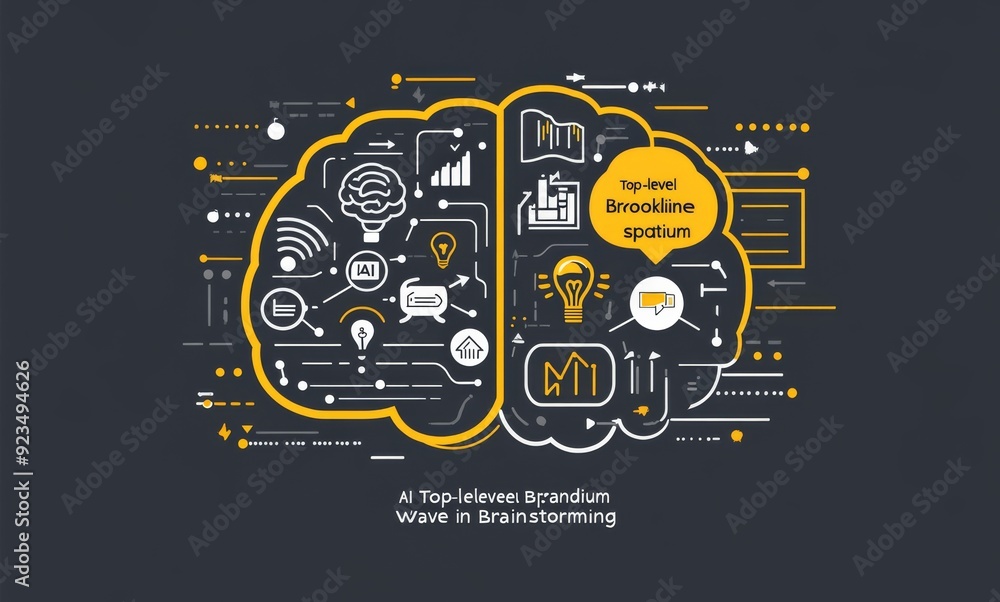 Creative mind and artificial intelligence concept with brain illustration Creative mind and artificial intelligence concept with brain illustration
