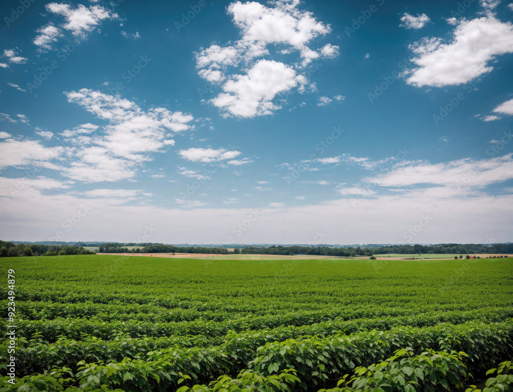 Vast Green Fields Under a Bright Blue Sky on a Sunny Day Vast Green Fields Under a Bright Blue Sky on a Sunny Day