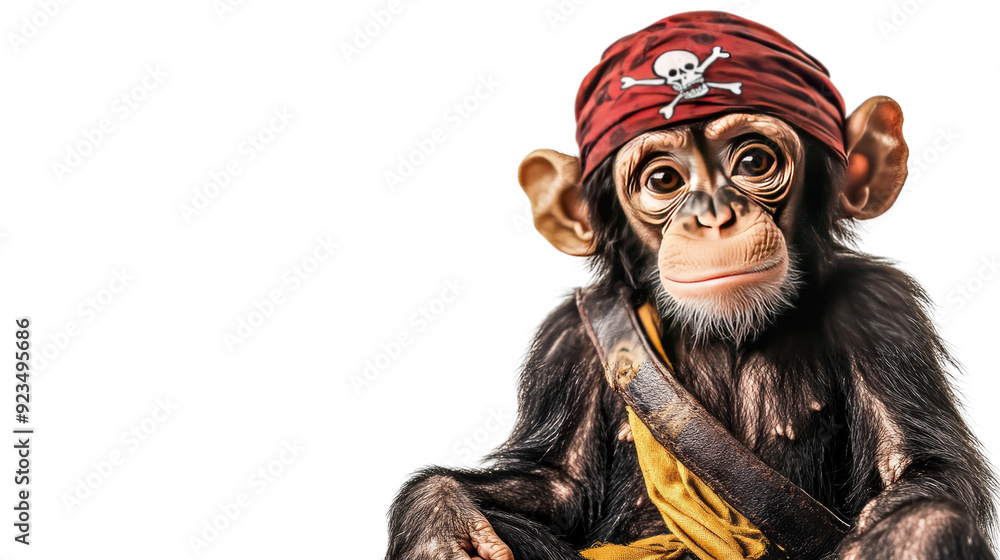 Obraz premium Monkey dressed as a pirate transparent background
