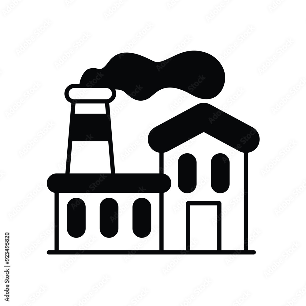 chimney factory glyph icon with white background vector stock illustration chimney factory glyph icon with white background vector stock illustration