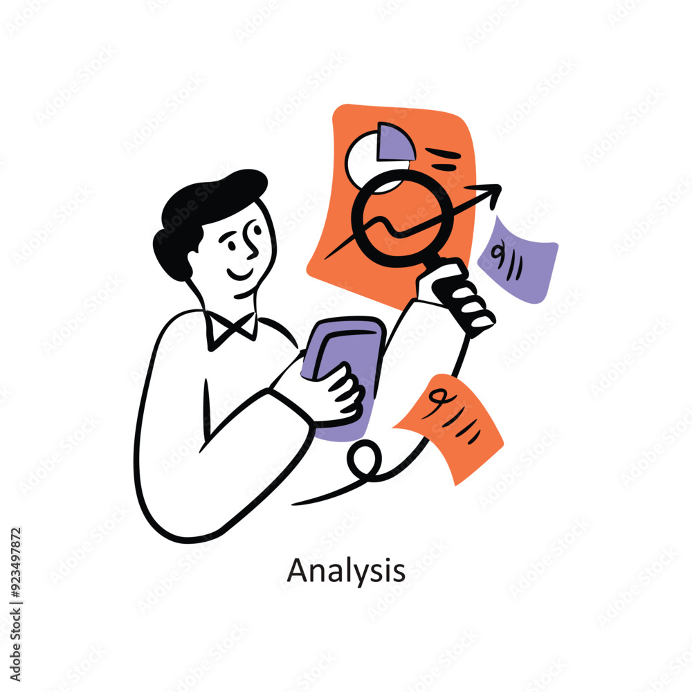 Analysis filled outline Style Design Vector Stock illustration. 